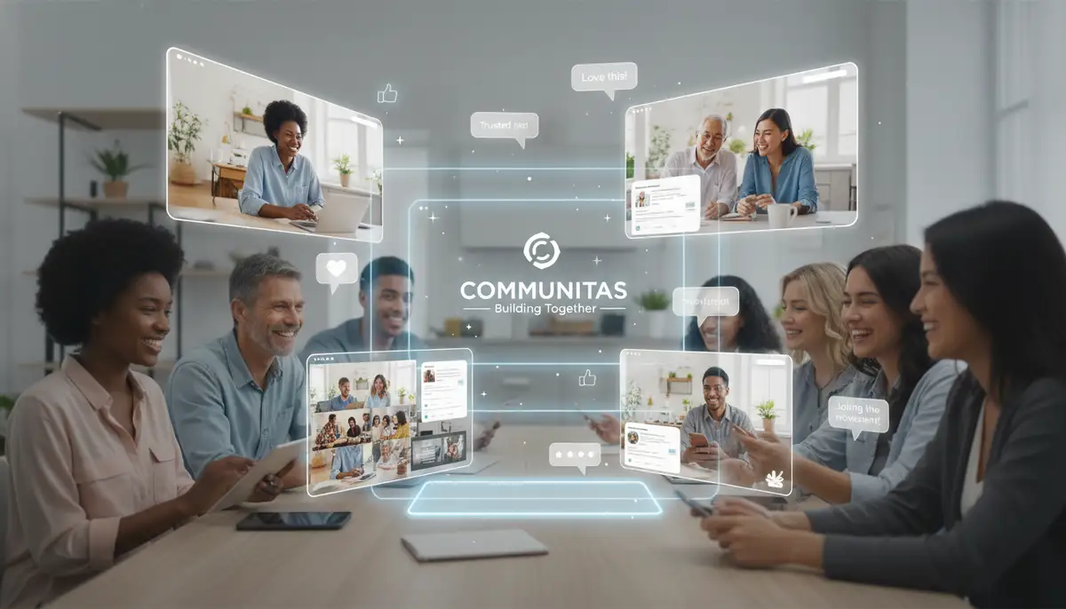 A diverse online community interacting positively around a brand's content, showing engagement and trust., high-quality photography, professional lighting, sharp focus, realistic, detailed