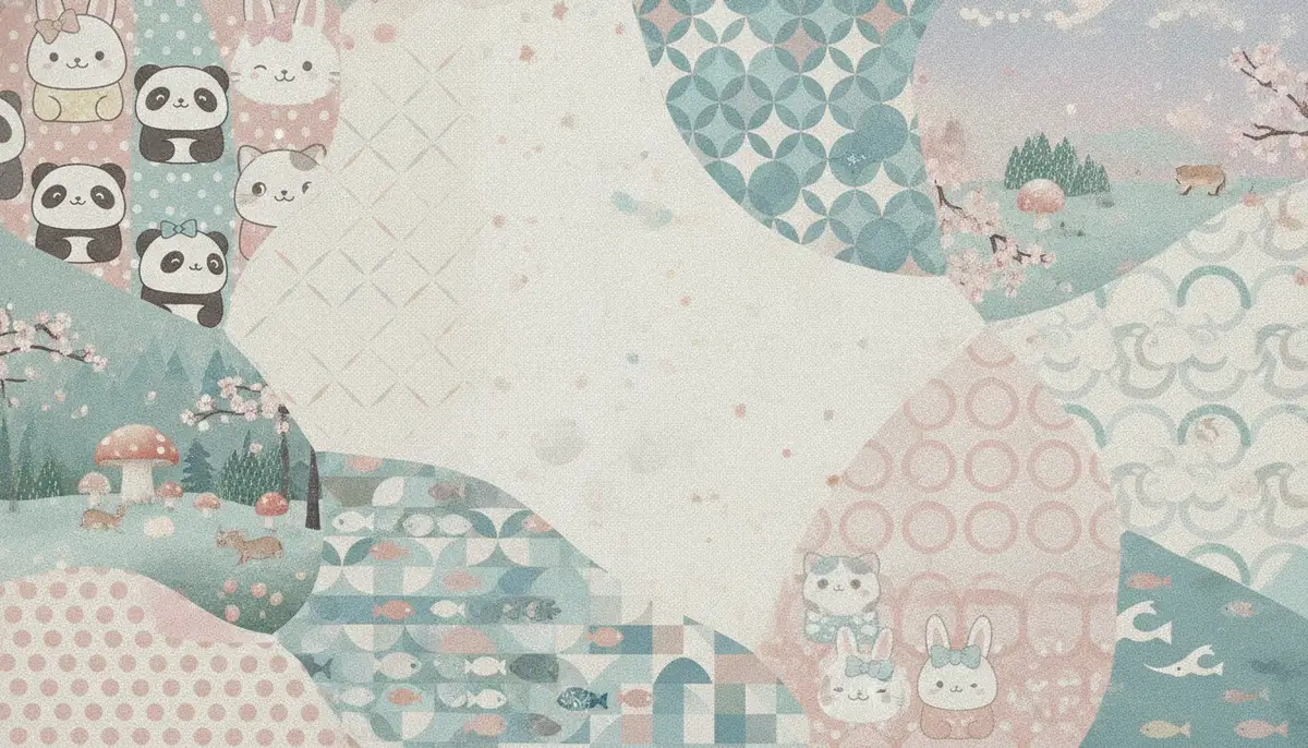 A vibrant collage of various cute wallpaper styles: kawaii animals, minimalist patterns, and nature scenes, arranged artistically., high-quality photography, professional lighting, sharp focus, realistic, detailed