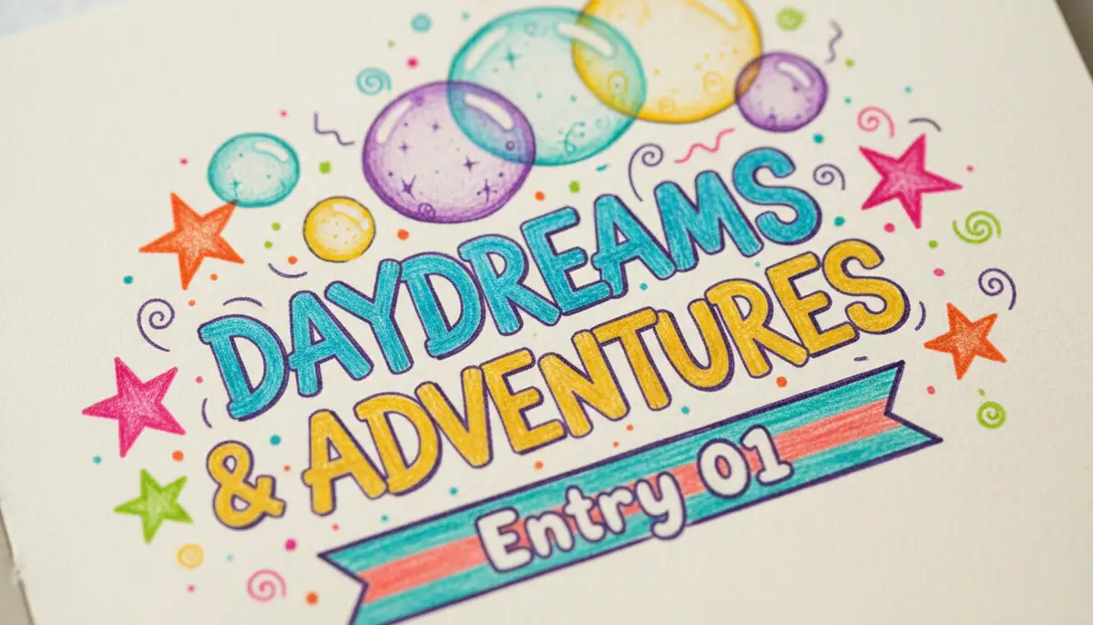 A vibrant, playful header with hand-drawn elements like stars and bubbles, using bright, contrasting colors for a journal entry., high-quality photography, professional lighting, sharp focus, realistic, detailed