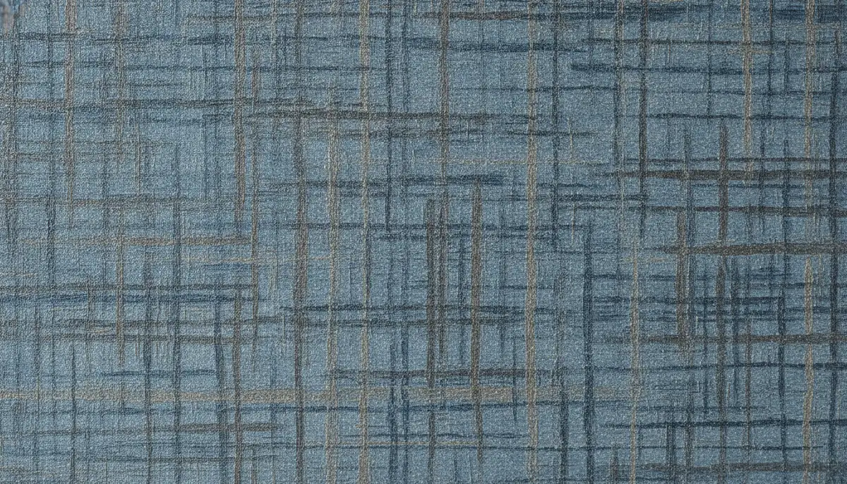 Close-up of a faux grasscloth blue and gray wallpaper texture, showing intricate details and a subtle sheen, perfect for adding depth to a room., high-quality photography, professional lighting, sharp focus, realistic, detailed
